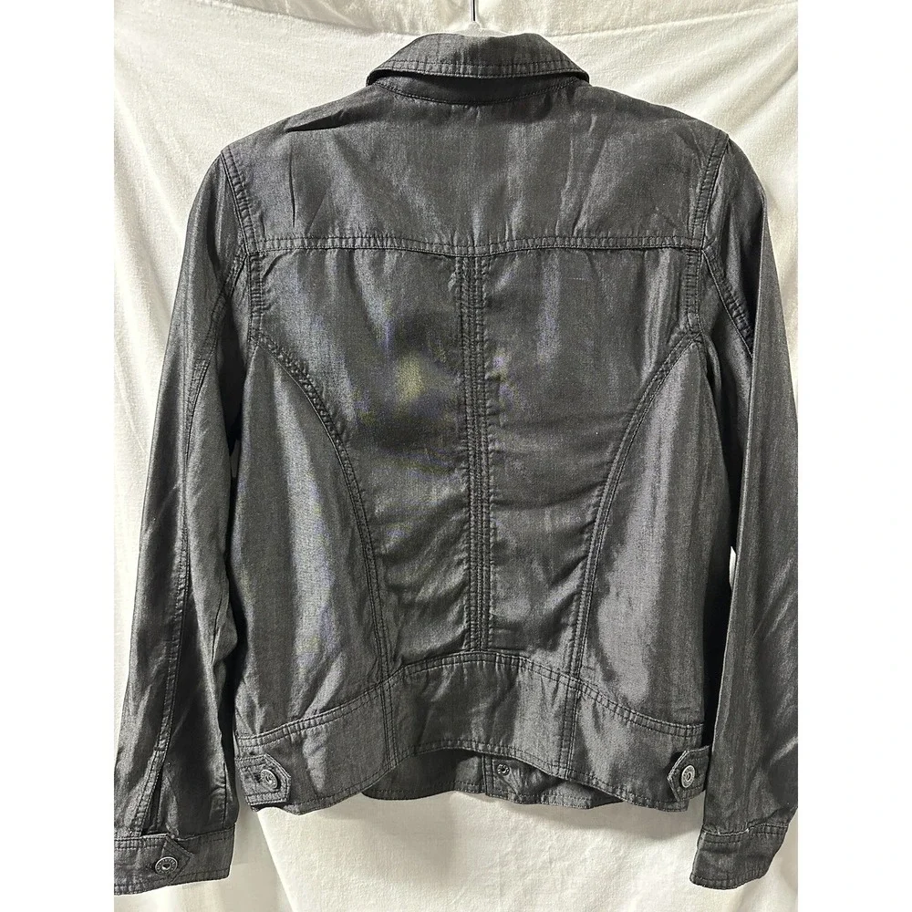 TAHARI‎ ✨New✨ Button Up Tencil Pin Tuck Jacket/Overshirt TC18-1509S Blk/Charcoal